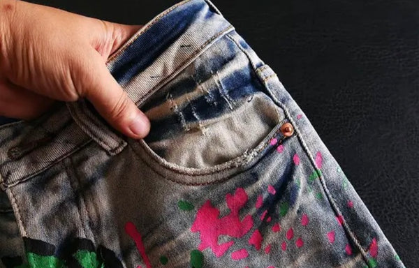 Women Fashion Graffiti Denim Pants