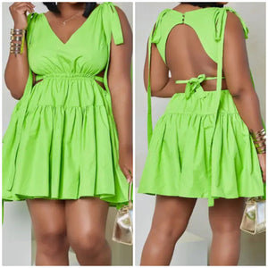 Women Sexy Sleeveless Open Back Pleated Dress
