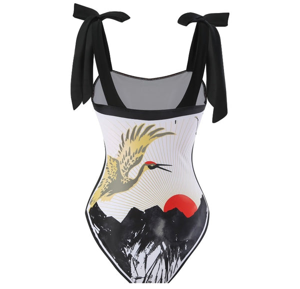 Women Printed Tie Up Fashion Swimsuit Cover Up Set
