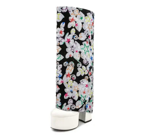 Women Platform Printed Fashion Knee High Boots