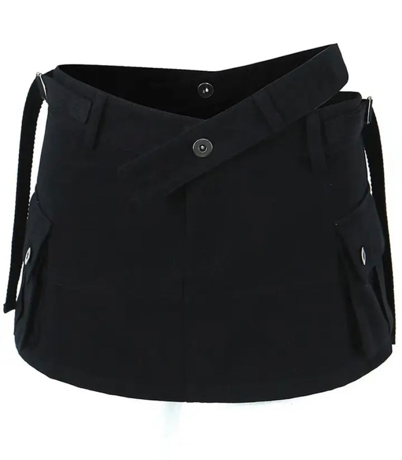Women Side Pocket Solid Color Fashion Skirt