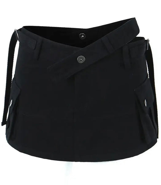 Women Side Pocket Solid Color Fashion Skirt