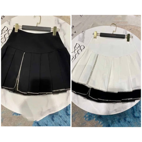 Women Bling Patchwork Pleated Fashion Skirt