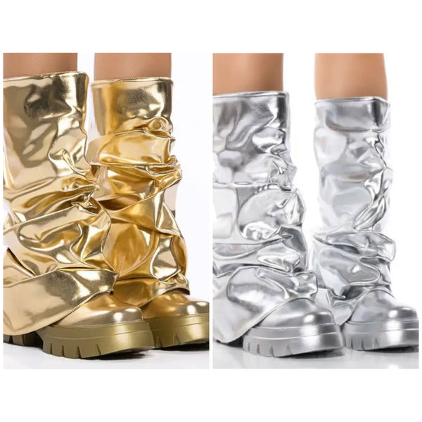 Women Fashion Ruched PU Boots