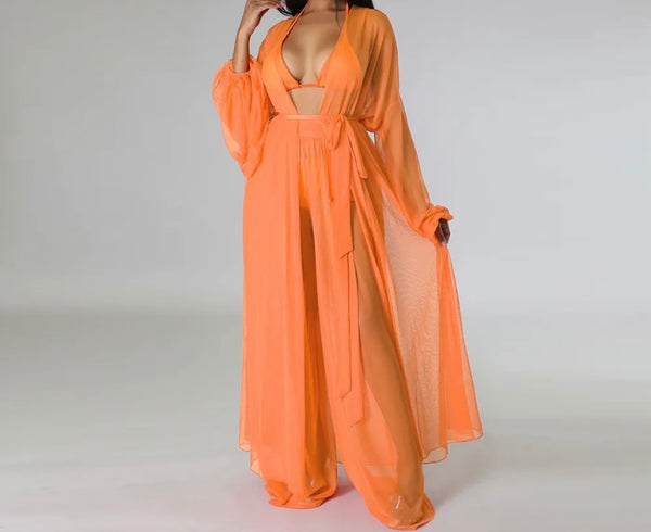 Women Mesh Solid Color Two Piece Pant Set