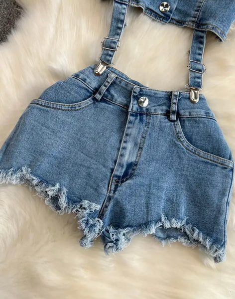 Women Fashion Cut Out Sleeveless Denim Romper