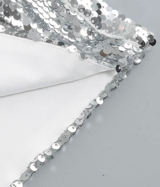 Women Sexy Feather Strapless Sequins Dress
