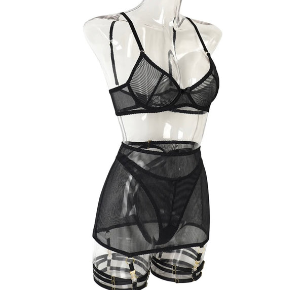 Women Mesh See Through Sexy Lingerie Set