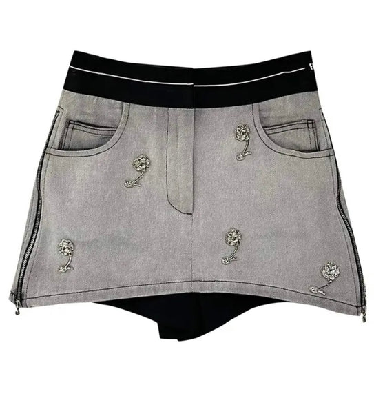 Women Fashion Gray Denim Skirt
