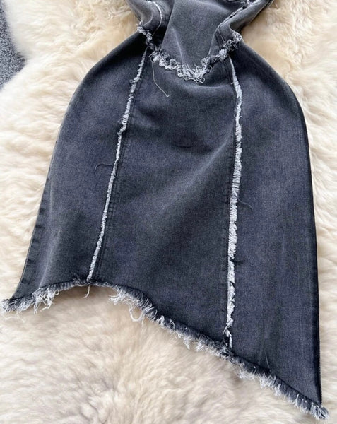 Women Sexy Chain Halter Denim Dress