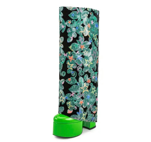Women Platform Printed Fashion Knee High Boots