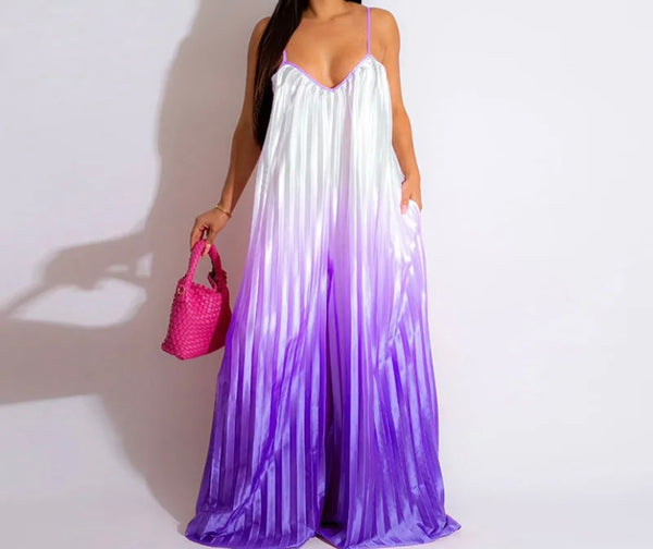 Women Sleeveless Gradient Fashion Wide Leg Jumpsuit