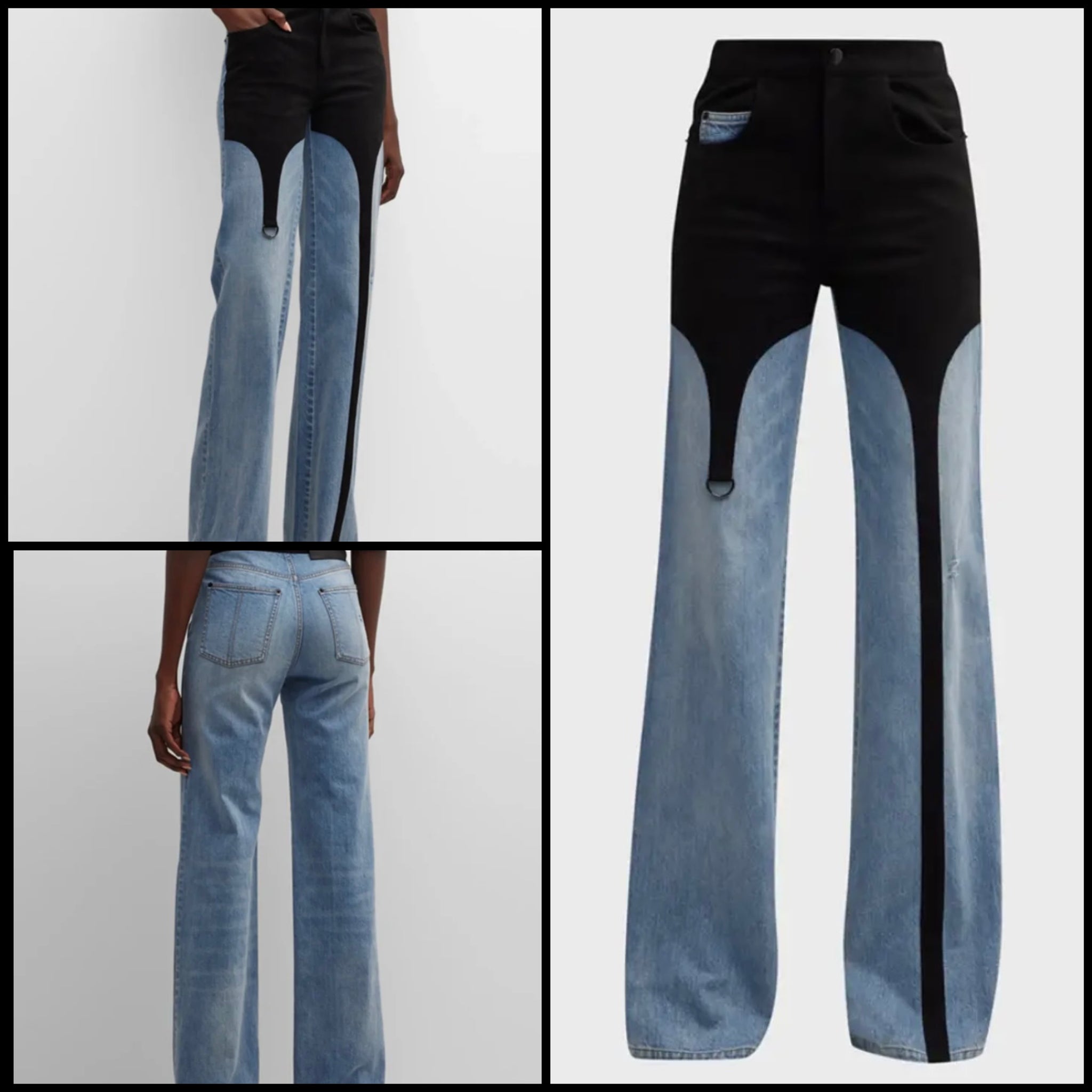 Women Fashion Color Patchwork Denim Pants
