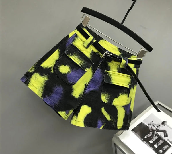 Women Colorful Pocket Fashion Shorts
