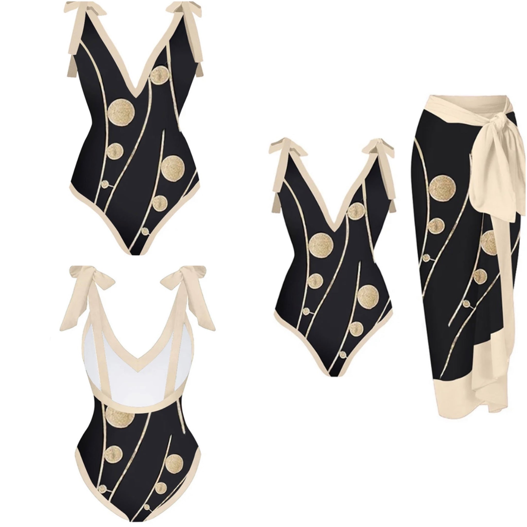 Women Printed Sexy Fashion Tie Up Swimsuit Cover Up Set