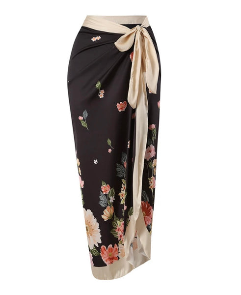 Women Tie Up Floral Sexy Swimsuit Cover Up Set