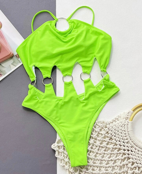 Women Sexy Hollow Out Halter Swimsuit