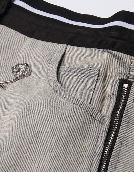 Women Fashion Gray Denim Skirt