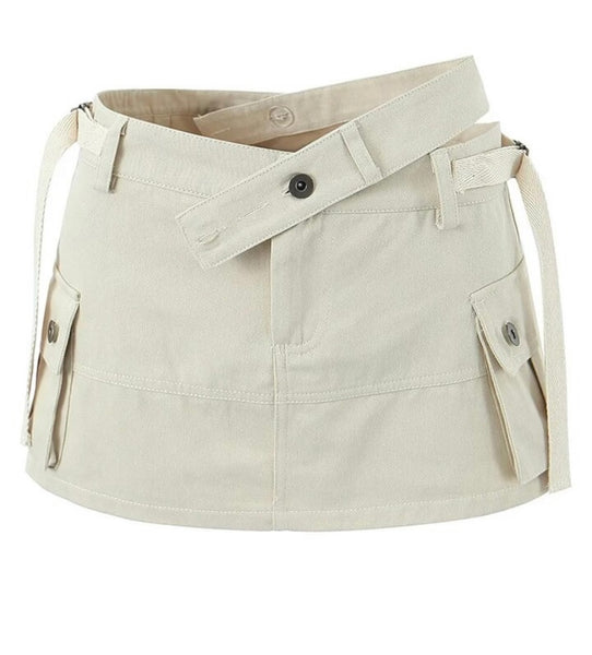 Women Side Pocket Solid Color Fashion Skirt