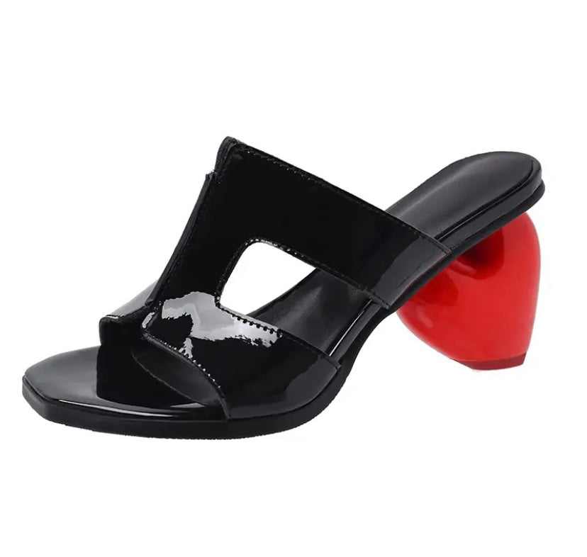 Women Open Toe PU Fashion Heart Heel Sandals