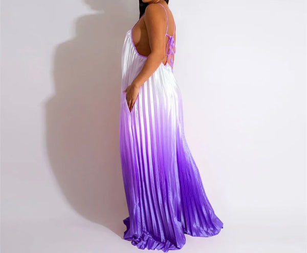 Women Sleeveless Gradient Fashion Wide Leg Jumpsuit
