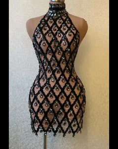 Women Sexy Sleeveless Beaded Crystal Dress