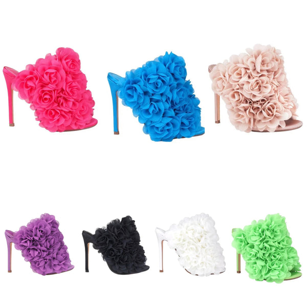 Women Open Toe Rose High Heel Sandals