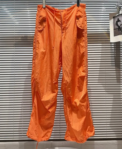 Women Orange Fashion Drawstring Pants