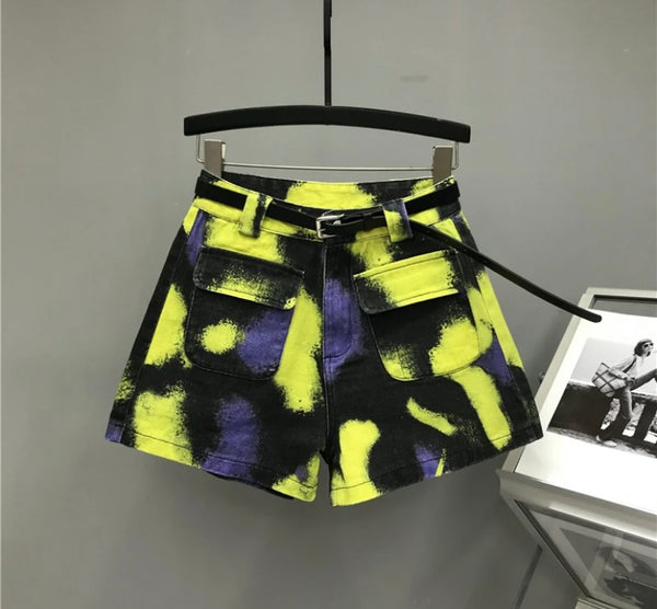 Women Colorful Pocket Fashion Shorts