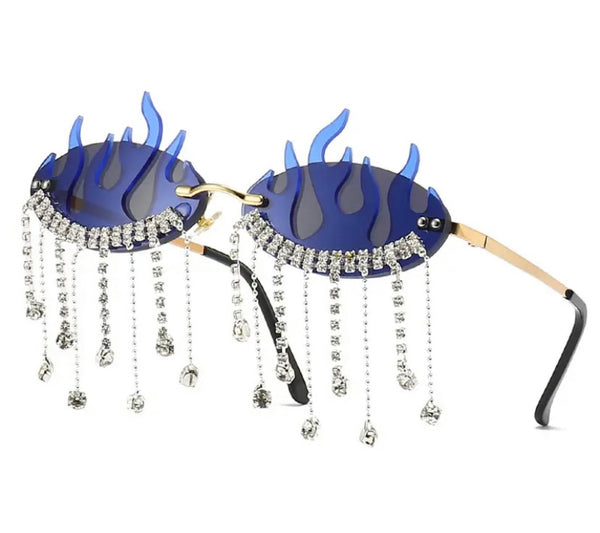 Women Fashion Fire Rhinestone Glasses