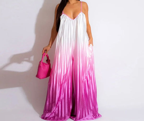 Women Sleeveless Gradient Fashion Wide Leg Jumpsuit