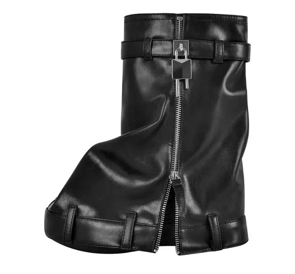 Women Fashion PU Zipper Lock Platform Boots