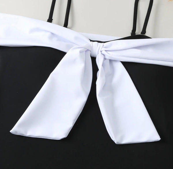 Women Off The Shoulder B&W Sexy Swimsuit Cover Up Set