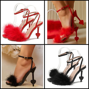 Women Feather Heart High Heel Fashion Sandals