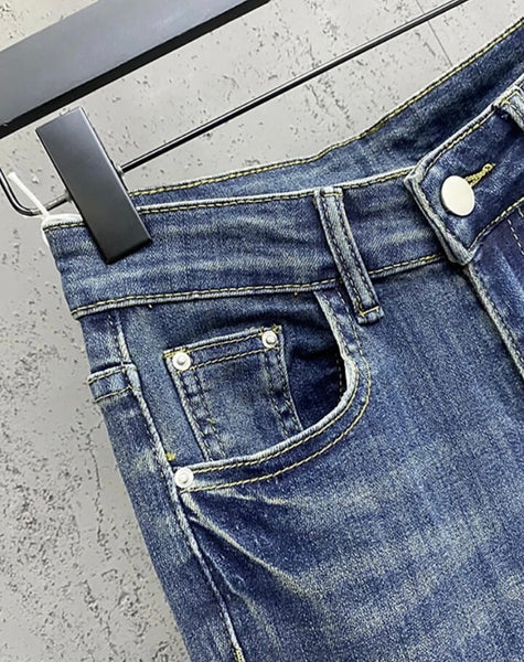 Women Fashion Stone Washed Wide Leg Denim Pants