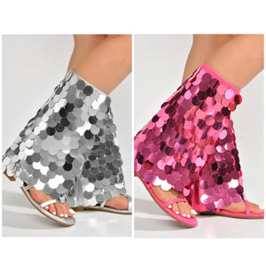 Women Fashion Flat Sequins Mid-Calf Boots