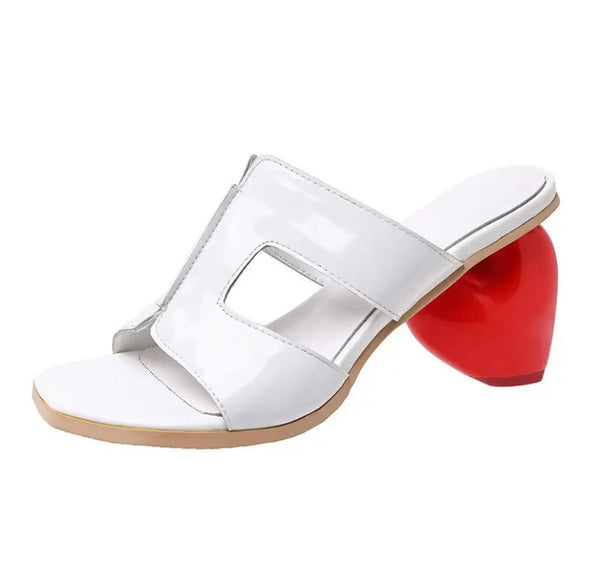 Women Open Toe PU Fashion Heart Heel Sandals