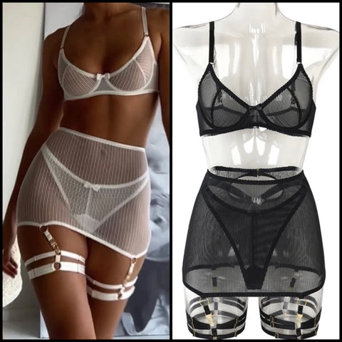 Women Mesh See Through Sexy Lingerie Set