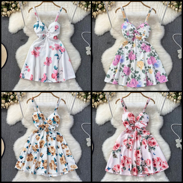 Women Sexy Sleeveless Floral Summer Dress