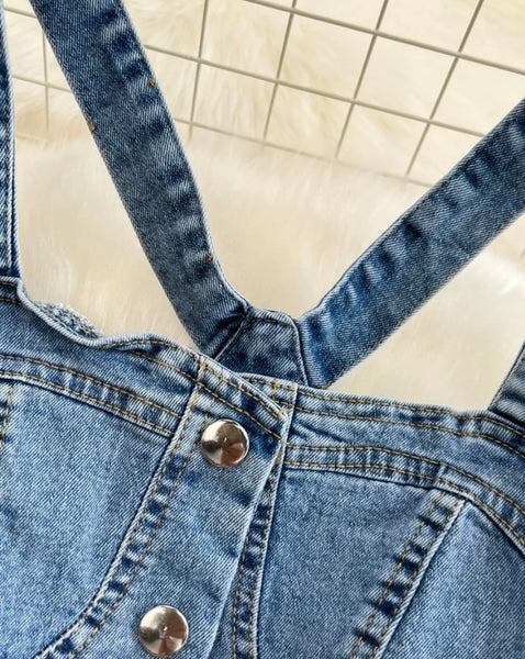 Women Fashion Cut Out Sleeveless Denim Romper