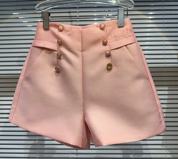 Women High Waisted Button Fashion Shorts