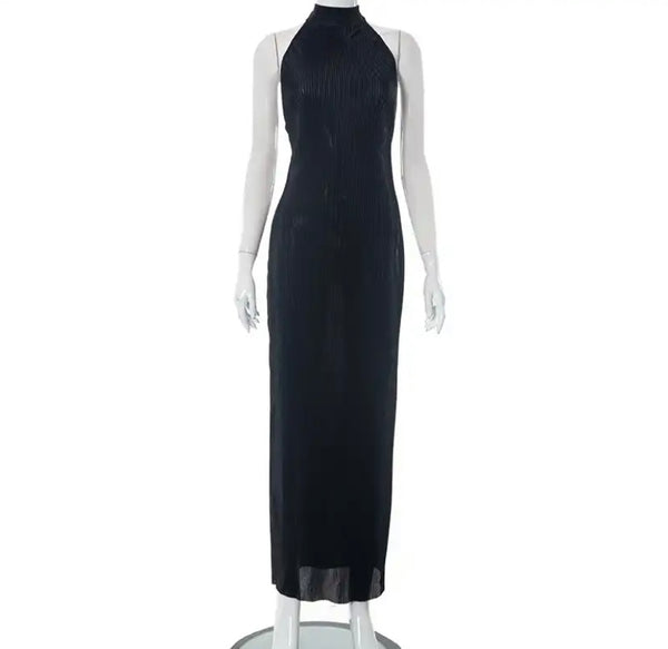 Women Black Sexy Halter Maxi Dress
