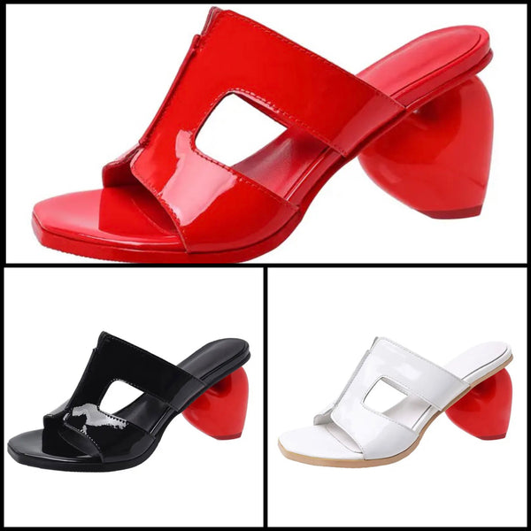 Women Open Toe PU Fashion Heart Heel Sandals