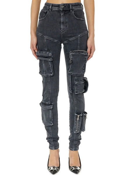Women Pocket Zipper Fashion Denim Pants