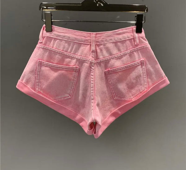 Women Bling Patchwork Fashion Denim Mini Shorts