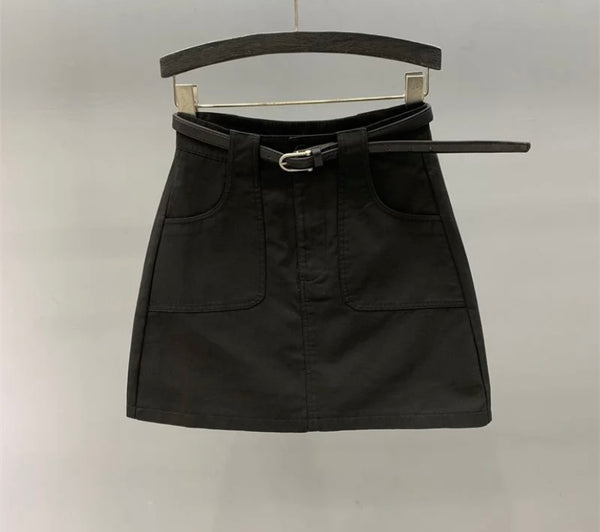 Women Solid Color Fashion Short Skirt