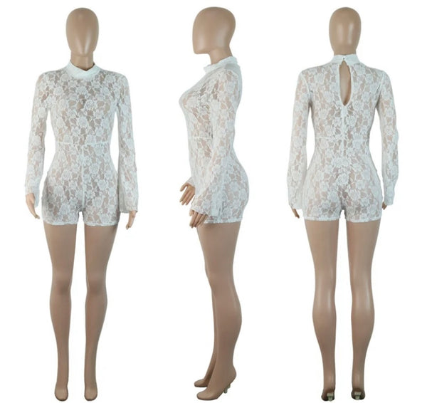 Women Lace Full Sleeve Fashion Romper
