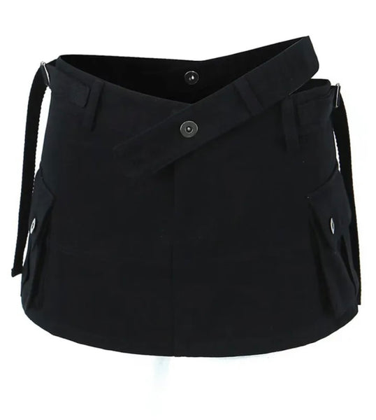 Women Side Pocket Solid Color Fashion Skirt
