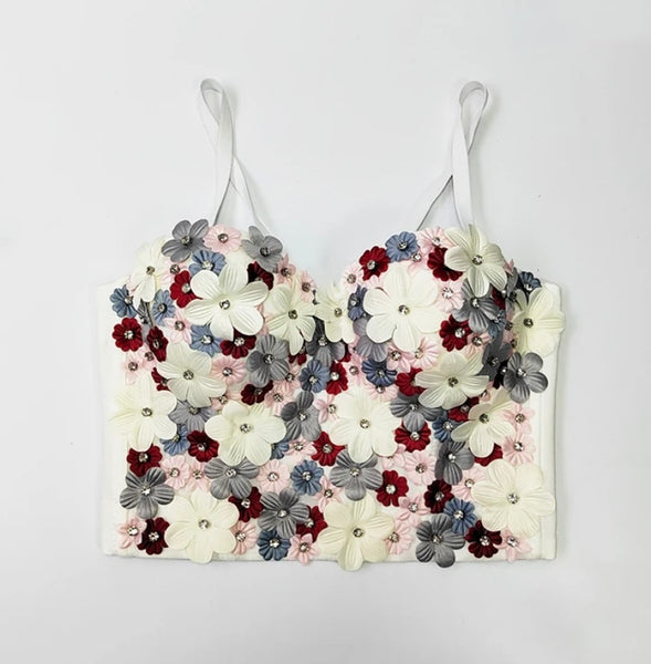 Women Floral Fashion Sleeveless Crop Top