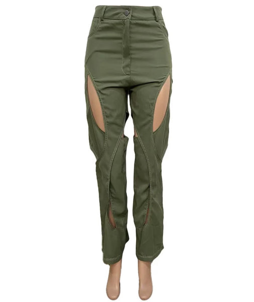 Women Hollow Out Fashion High Waisted Pants